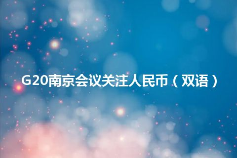 G20南京会议关注人民币(双语) G20南京会议关注人民币(双语)