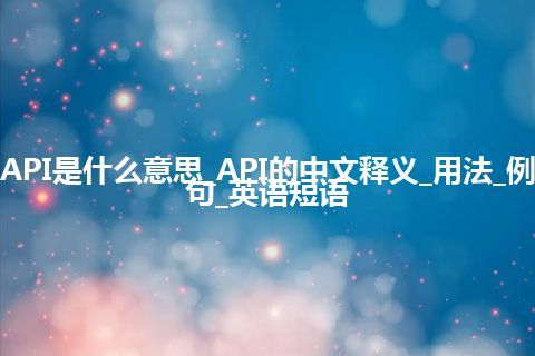 API是什么意思_API的中文释义_用法_例句_英语短语
