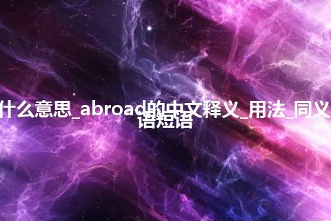 abroad是什么意思_abroad的中文释义_用法_同义词_例句_英语短语