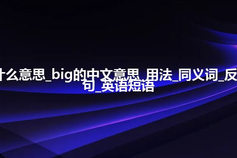 big是什么意思_big的中文意思_用法_同义词_反义词_例句_英语短语
