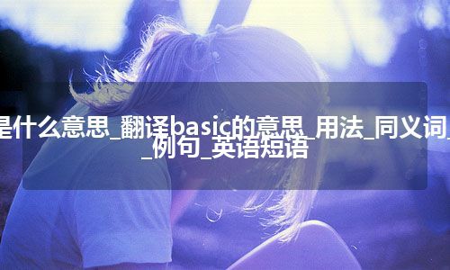 basic是什么意思_翻译basic的意思_用法_同义词_反义词_例句_英语短语