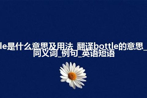 bottle是什么意思及用法_翻译bottle的意思_用法_同义词_例句_英语短语