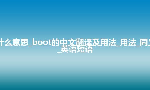 boot是什么意思_boot的中文翻译及用法_用法_同义词_例句_英语短语