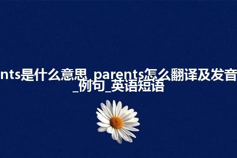 parents是什么意思_parents怎么翻译及发音_用法_例句_英语短语
