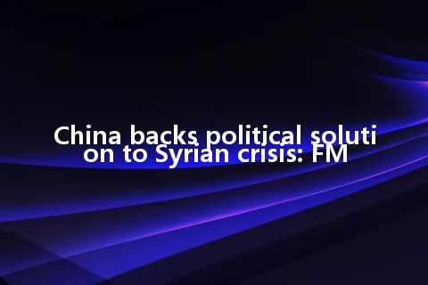 China backs political solution to Syrian crisis: FM