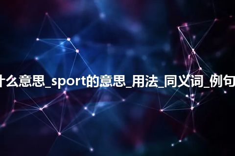 sport是什么意思_sport的意思_用法_同义词_例句_英语短语