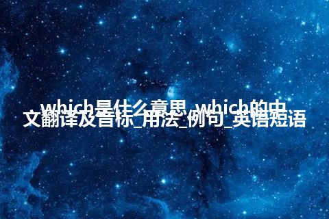 which是什么意思_which的中文翻译及音标_用法_例句_英语短语