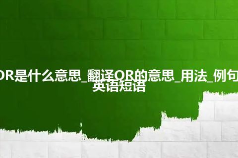OR是什么意思_翻译OR的意思_用法_例句_英语短语