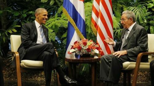 古巴总理劳尔卡斯特罗哈瓦那会见奥巴马