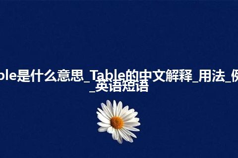 Table是什么意思_Table的中文解释_用法_例句_英语短语