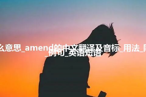 amend是什么意思_amend的中文翻译及音标_用法_同义词_反义词_例句_英语短语