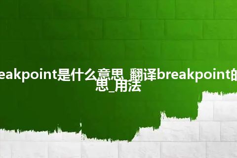 breakpoint是什么意思_翻译breakpoint的意思_用法