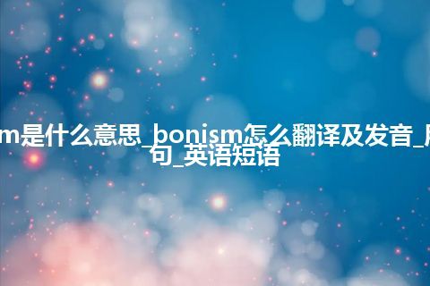 bonism是什么意思_bonism怎么翻译及发音_用法_例句_英语短语