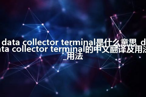 data collector terminal是什么意思_data collector terminal的中文翻译及用法_用法