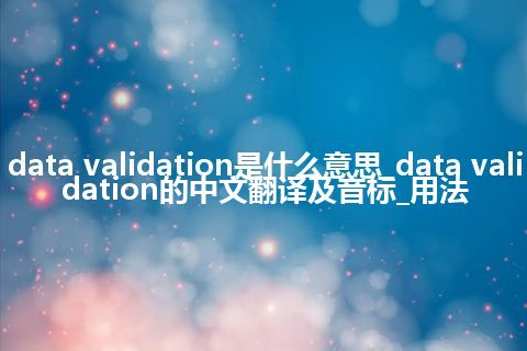 data validation是什么意思_data validation的中文翻译及音标_用法