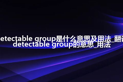 detectable group是什么意思及用法_翻译detectable group的意思_用法