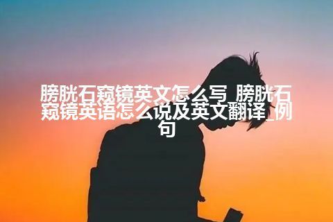 膀胱石窥镜英文怎么写_膀胱石窥镜英语怎么说及英文翻译_例句