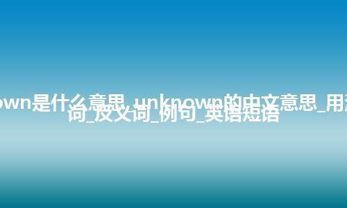 unknown是什么意思_unknown的中文意思_用法_同义词_反义词_例句_英语短语