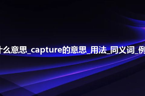 capture是什么意思_capture的意思_用法_同义词_例句_英语短语