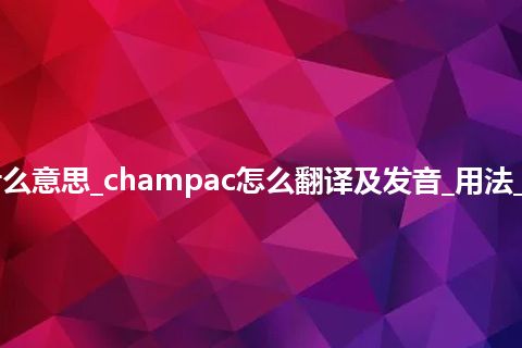 champac是什么意思_champac怎么翻译及发音_用法_例句_英语短语