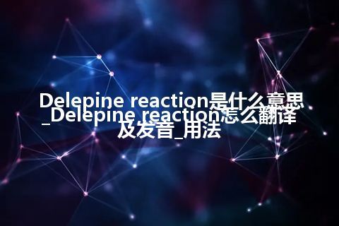 Delepine reaction是什么意思_Delepine reaction怎么翻译及发音_用法