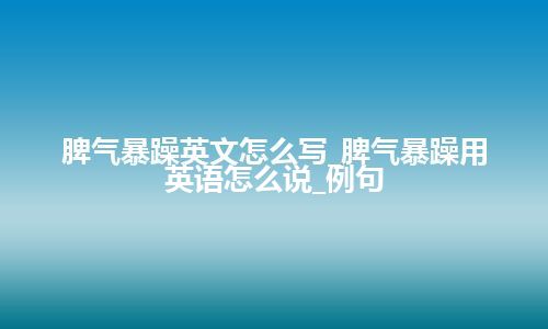 脾气暴躁英文怎么写_脾气暴躁用英语怎么说_例句