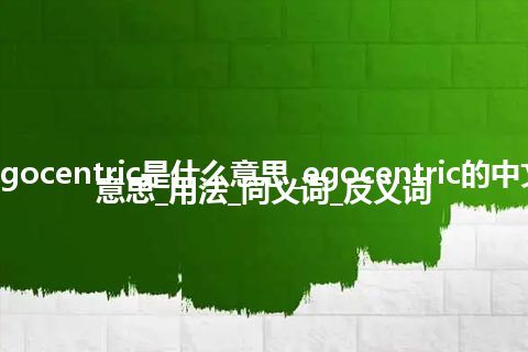 egocentric是什么意思_egocentric的中文意思_用法_同义词_反义词