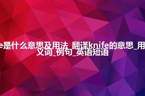 knife是什么意思及用法_翻译knife的意思_用法_同义词_例句_英语短语