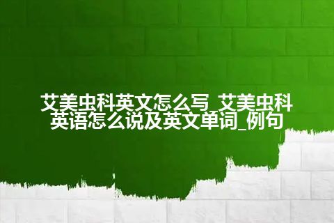 艾美虫科英文怎么写_艾美虫科英语怎么说及英文单词_例句