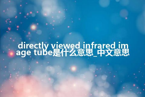directly viewed infrared image tube是什么意思_中文意思