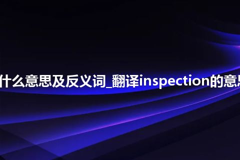 inspection是什么意思及反义词_翻译inspection的意思_用法_同义词