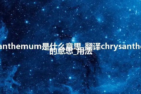 chrysanthemum是什么意思_翻译chrysanthemum的意思_用法