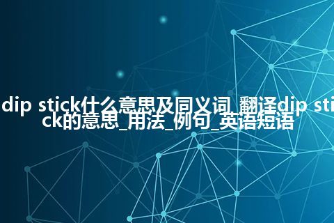 dip stick什么意思及同义词_翻译dip stick的意思_用法_例句_英语短语