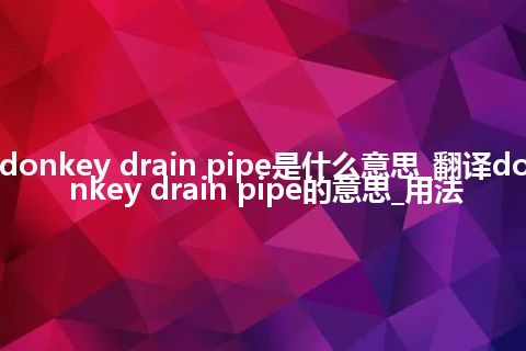 donkey drain pipe是什么意思_翻译donkey drain pipe的意思_用法