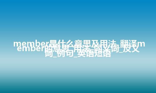 member是什么意思及用法_翻译member的意思_用法_同义词_反义词_例句_英语短语