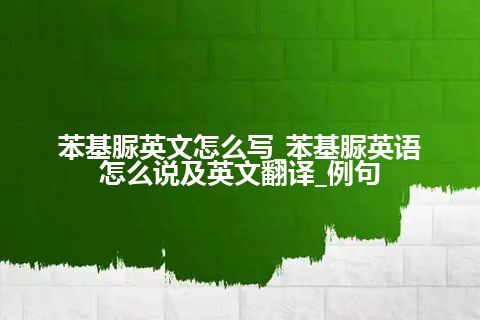 苯基脲英文怎么写_苯基脲英语怎么说及英文翻译_例句