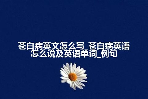 苍白病英文怎么写_苍白病英语怎么说及英语单词_例句