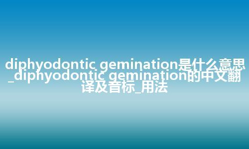 diphyodontic gemination是什么意思_diphyodontic gemination的中文翻译及音标_用法