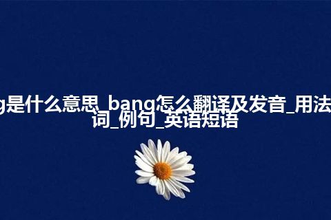 bang是什么意思_bang怎么翻译及发音_用法_同义词_例句_英语短语
