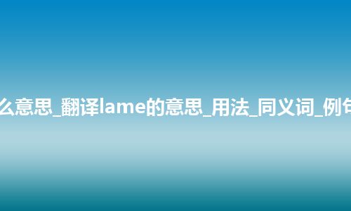 lame是什么意思_翻译lame的意思_用法_同义词_例句_英语短语