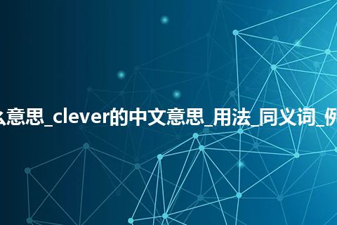clever是什么意思_clever的中文意思_用法_同义词_例句_英语短语