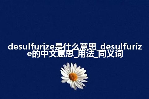 desulfurize是什么意思_desulfurize的中文意思_用法_同义词
