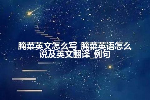 腌菜英文怎么写_腌菜英语怎么说及英文翻译_例句