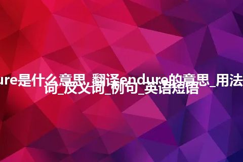 endure是什么意思_翻译endure的意思_用法_同义词_反义词_例句_英语短语