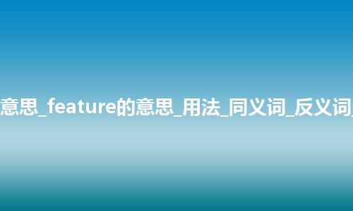 feature是什么意思_feature的意思_用法_同义词_反义词_例句_英语短语