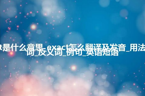 exact是什么意思_exact怎么翻译及发音_用法_同义词_反义词_例句_英语短语