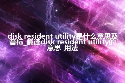 disk resident utility是什么意思及音标_翻译disk resident utility的意思_用法