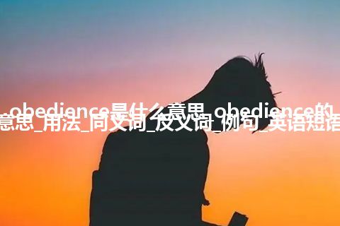 obedience是什么意思_obedience的意思_用法_同义词_反义词_例句_英语短语
