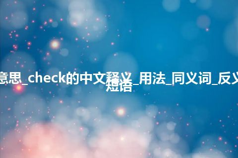 check是什么意思_check的中文释义_用法_同义词_反义词_例句_英语短语