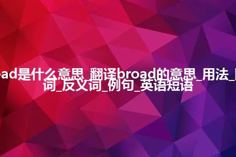 broad是什么意思_翻译broad的意思_用法_同义词_反义词_例句_英语短语